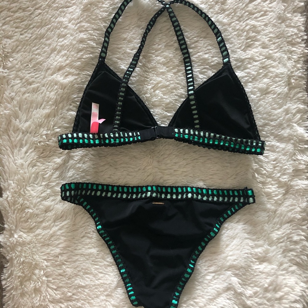 Victoria's Secret Black and Green Embellished Bikini - Picture 2 of 2